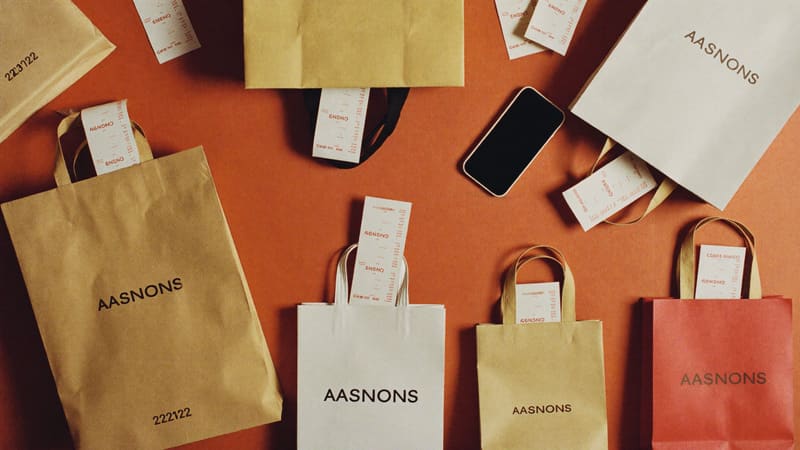 Shopping bags and receipts